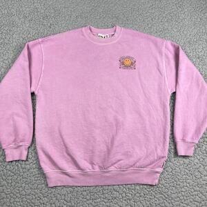 Billabong Smiley Sweater Womens XS Pink Oversized Sun Washed Happy